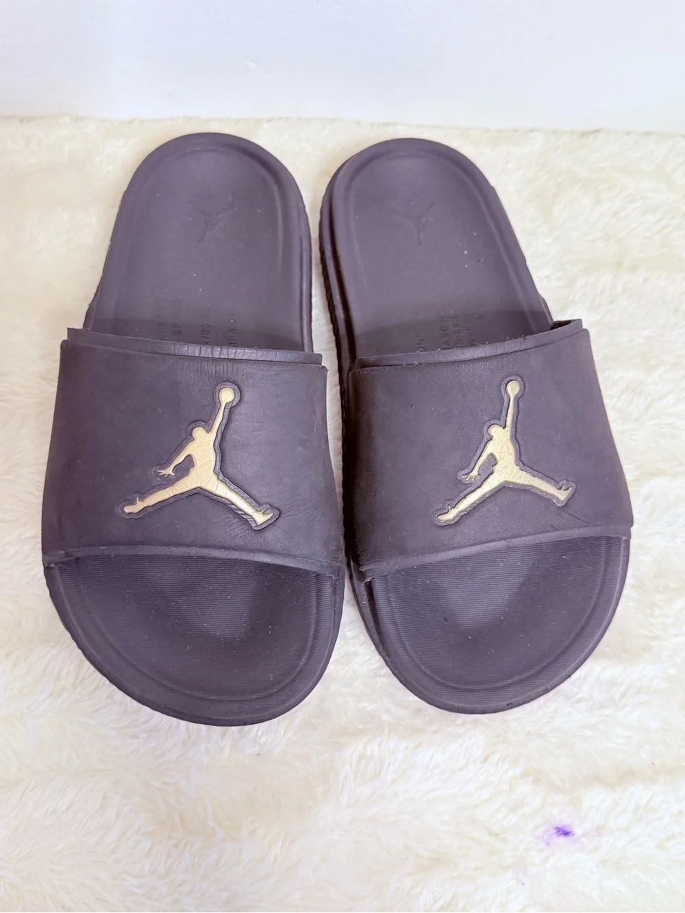 Jordan Black Slide Sandals with Gold Jumpman